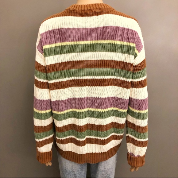OBEY Colorful Oversized Stripe Crew Neck Knitted Trendy Pullover Sweater Jumper. - Picture 13 of 16